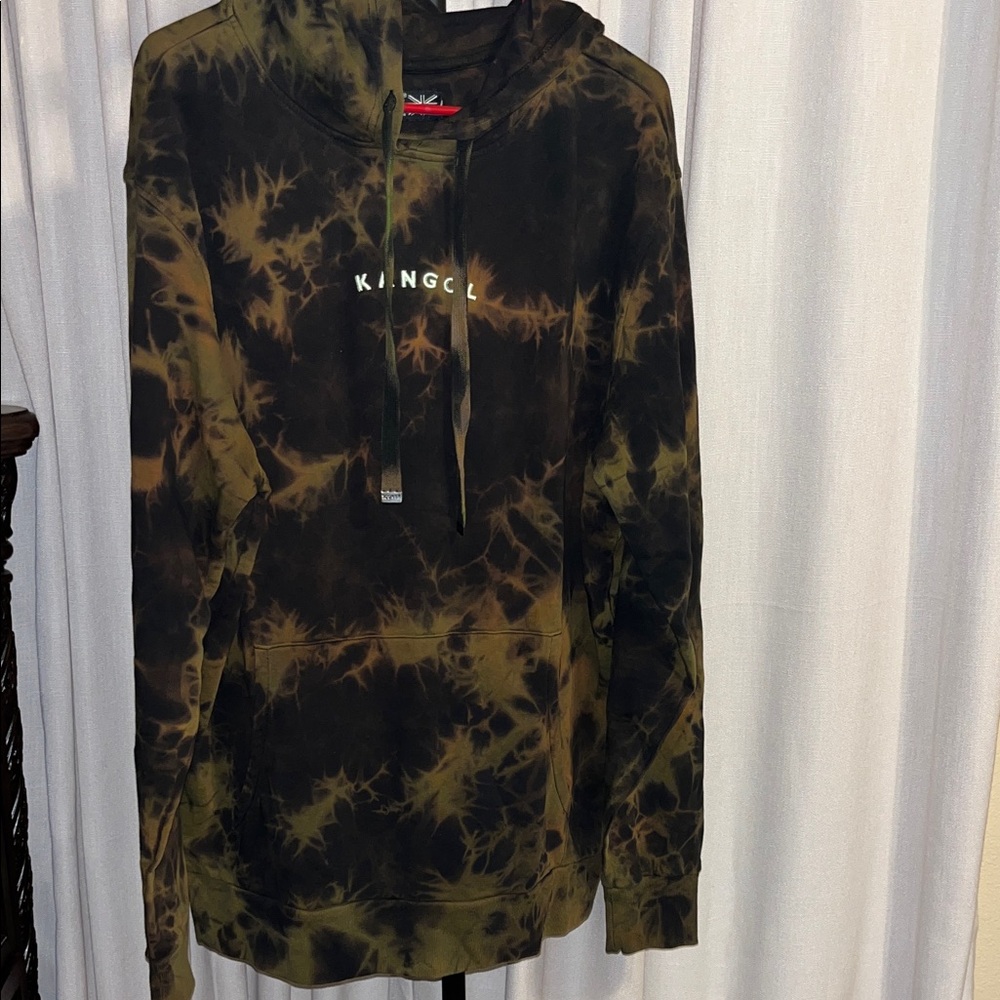 Kangol Men's Black and Brown Tie-Dye Hoodie